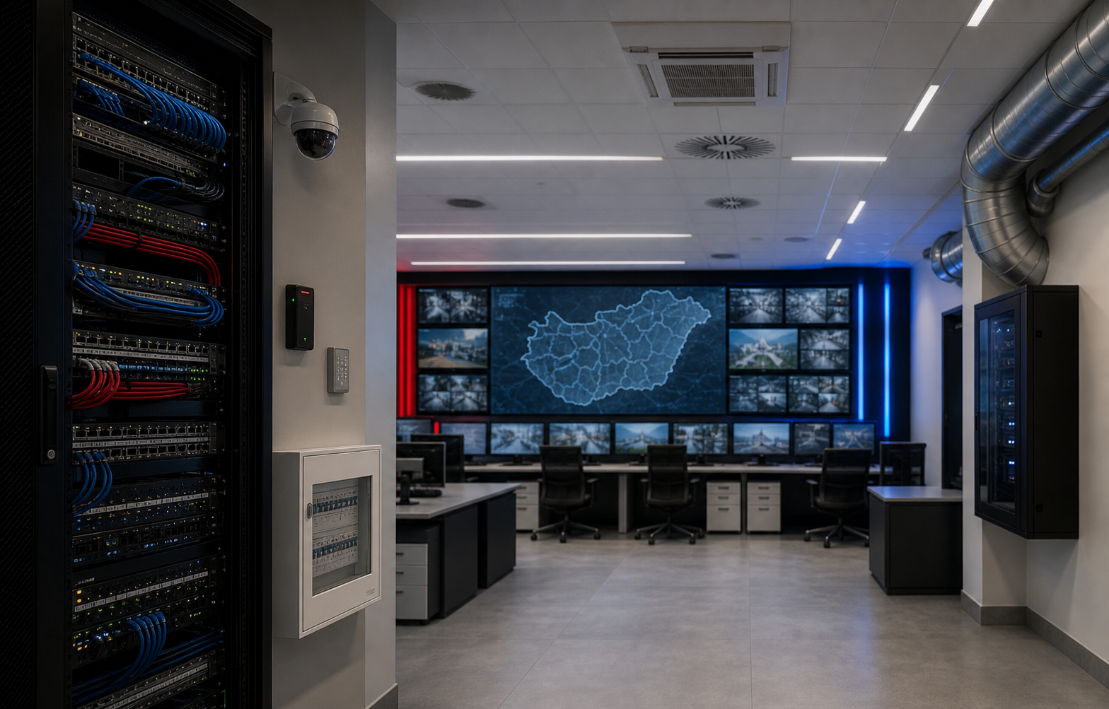 Megyei katasztrófavédelmi központ informatikai és biztonságtechnikai rendszerei
